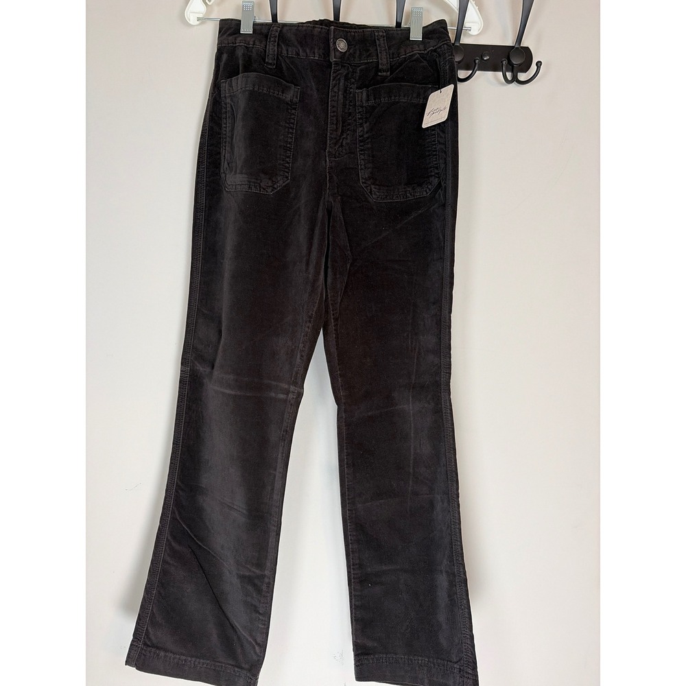 Free People Black Corduroy Straight Leg Patch Pocket Pants OB2054758 Size 4 NWT